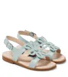 Il Gufo Flower-embellished Leather Sandals In Blue