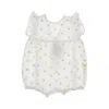 Il Gufo Flowers Embroidery Cotton Rompers Kids In White