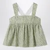 Il Gufo Forest Green Top In Liberty Fabric In Green