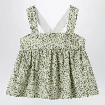 Il Gufo Forest Green Top In Liberty Fabric In Multi