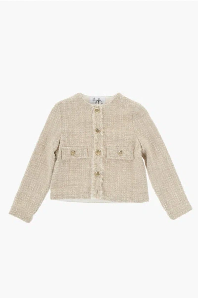 Il Gufo Frayed Blazer With Golden-effect Buttons In Gray