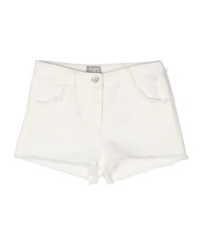 Il Gufo Frayed Denim Shorts In White