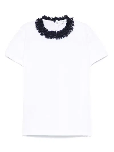 Il Gufo Kids' Frayed-detailing T-shirt In White