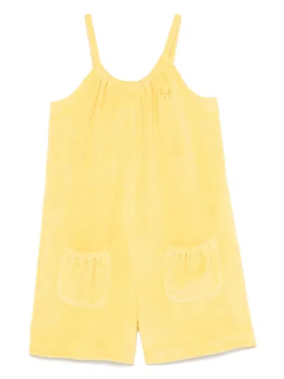 Il Gufo Kids' French-terry Playsuit In Yellow