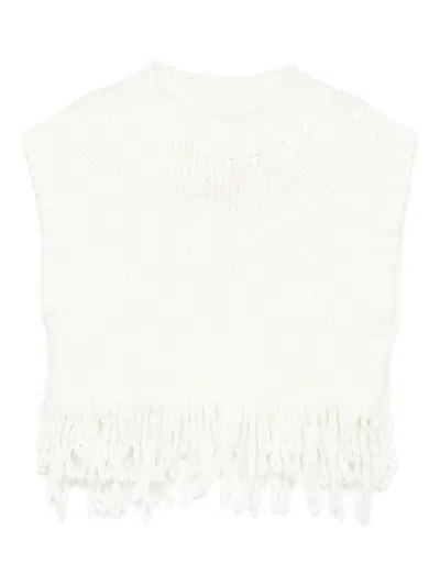 Il Gufo Kids' Fringed Knitted Vest In White