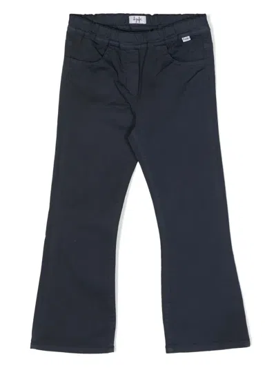 Il Gufo Kids' Gabardine Cropped Flared Trousers In Blue