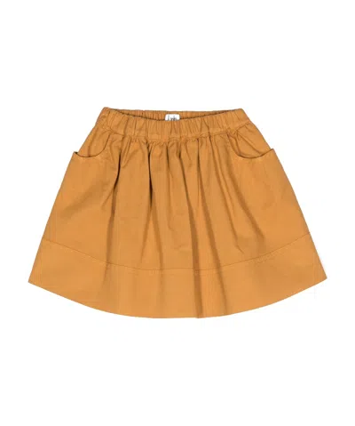 Il Gufo Kids' Garment-dyed Canvas Skirt In Mustard Yellow