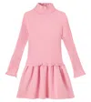 Il Gufo Gathered Cotton-blend Dress In Pink