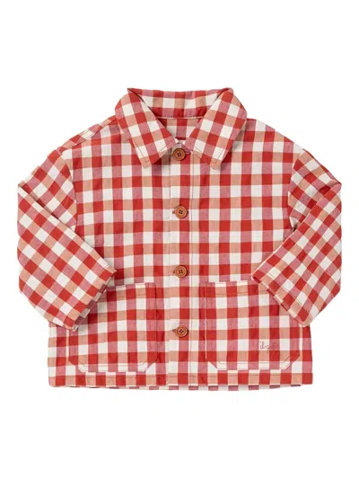 Il Gufo Babies' Gingham-check Buttoned Jacket In Red