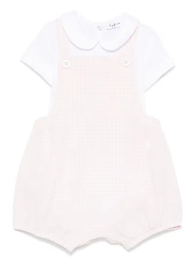 Il Gufo Babies' Gingham-check Dungarees Set In White