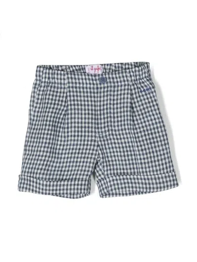 Il Gufo Babies' Gingham-check Linen Shorts In Blue