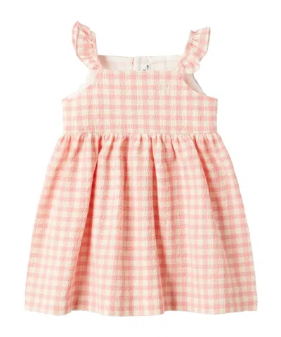 Il Gufo Babies' Gingham Ruffled Dress In Pink