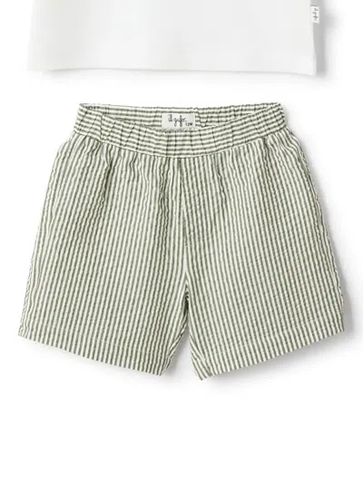 Il Gufo Babies' Giraffe Short Set In 白色