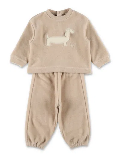 Il Gufo Girl Fleece Two-piece Set With Dog Applique In Neutral