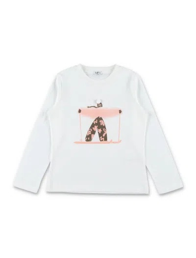 Il Gufo Girl Graphic Long Sleeve T-shirt In Bianco