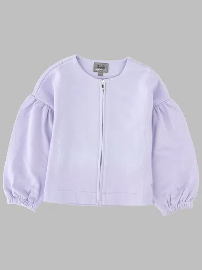 Il Gufo Girls 100% Cotton Sweatshirt Jacket In Lilac