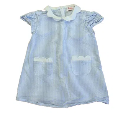 Pre-owned Il Gufo Kids' Girls Blue White Dress