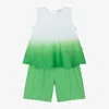 Il Gufo Girls Green Linen Shorts Set In Green