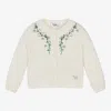 Il Gufo Girls Ivory Embroidered Wool Knit Cardigan In Ivory
