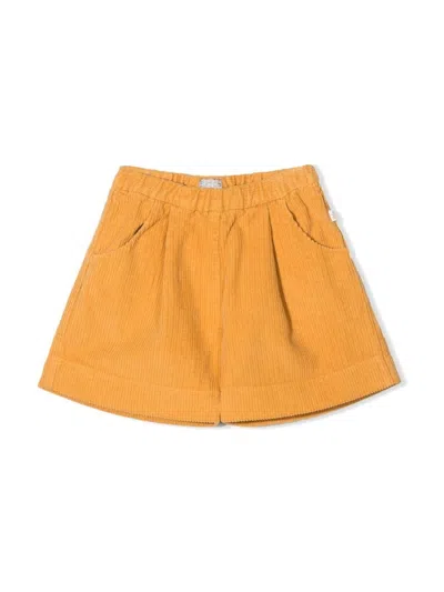 Il Gufo Girls' Mini Cotton Blend Shorts In Yellow