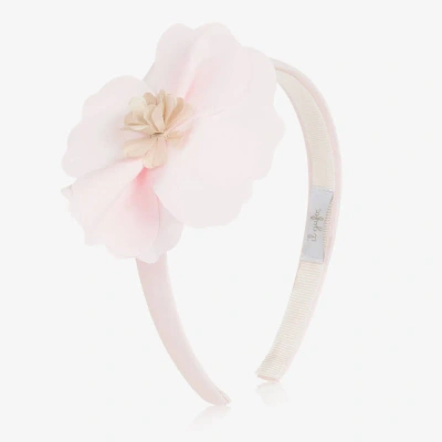 Il Gufo Kids' Cotton Poplin Headband W/flower In Pink