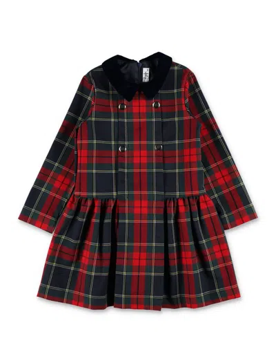 Il Gufo Girls Plaid Double-breasted Dress In Grigio