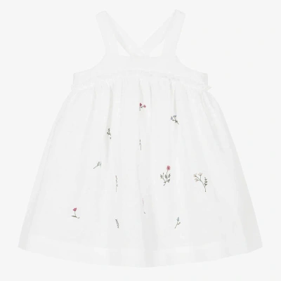 Il Gufo Kids' Girls White Linen Pinafore Dress
