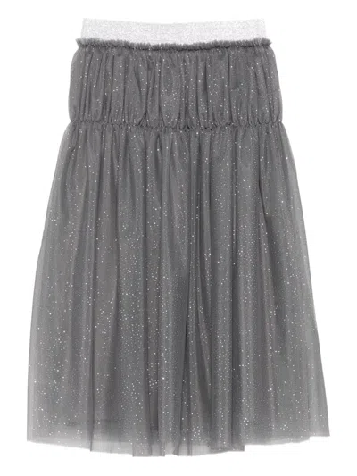 Il Gufo Kids' Glitter-waistband Skirt In Gray