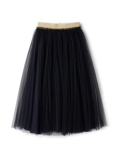 Il Gufo Kids' Glitter-waistband Tulle Skirt In Blue