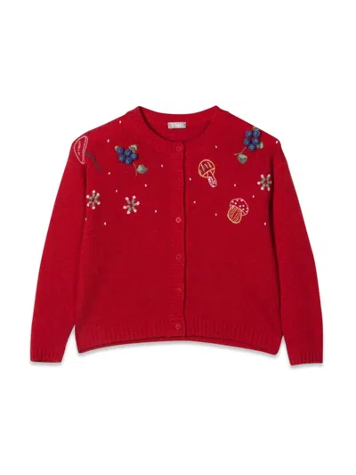 Il Gufo Cozy Mini Knitted Sweater For Girls In Red