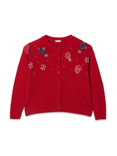 Il Gufo Kids' Golfino Tricot In Red
