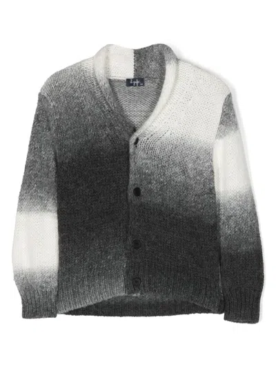 Il Gufo Kids' Gradient-effect Intarsia-knit Cardigan In Grey