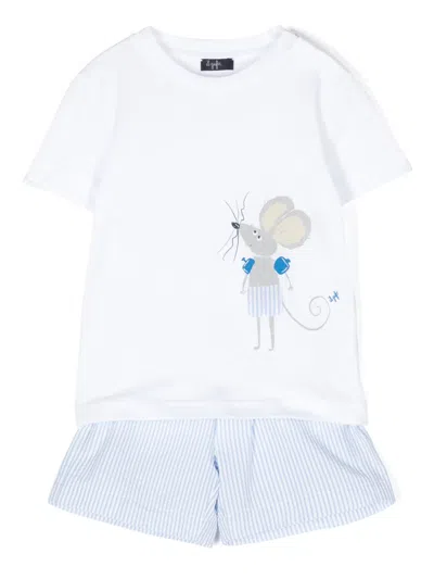 Il Gufo Babies' Graphic-print Cotton Shorts Set In Blue