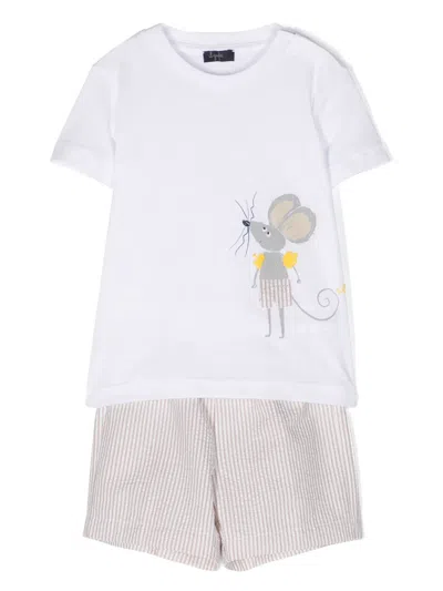 Il Gufo Babies' Graphic-print Cotton Shorts Set In White