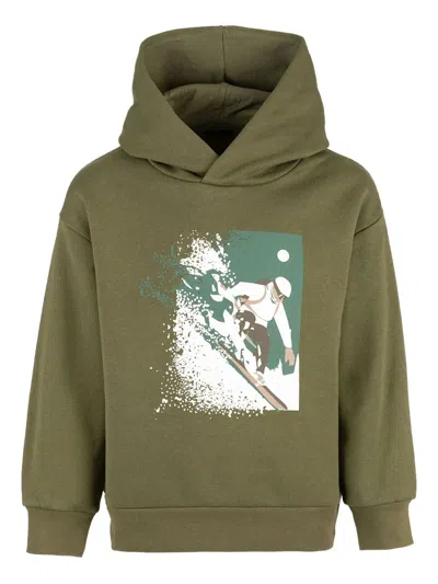 Il Gufo Kids' Graphic-print Hoodie In Green
