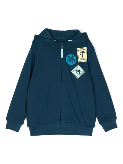 Il Gufo Kids' Graphic-print Zip-up Cotton Hoodie In Blue