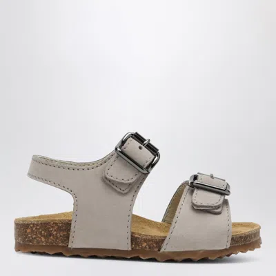 Il Gufo Gray Sandal In Nubuck With Strap In Grey
