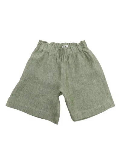 Il Gufo Kids' Wide-leg Linen Shorts In Green