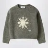 Il Gufo Grey Wool Sweater With Snowflake Motif In Gray