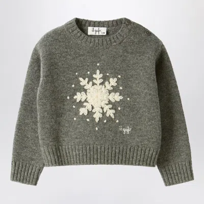 IL GUFO GREY WOOL SWEATER WITH SNOWFLAKE MOTIF