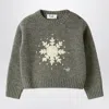 Il Gufo Grey Wool Sweater With Snowflake Motif In Multi