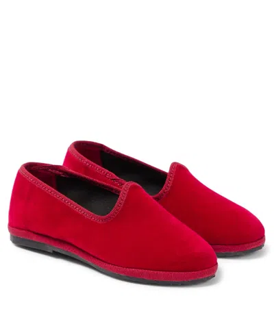 Il Gufo Kids' Velvet Loafers In Red