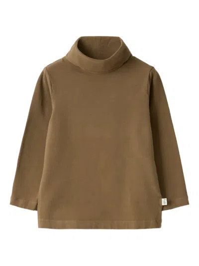 Il Gufo Kids' Halterneck Long-sleeve Top In Brown