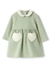Il Gufo Heart-appliqué Dress In Green