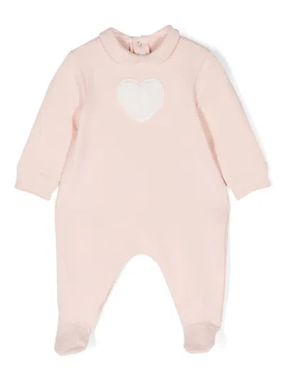 Il Gufo Babies' Pink Stretch Fleece Cotton Jumpsuit With Heart