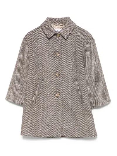 Il Gufo Kids' Herringbone-pattern Coat In Neutral