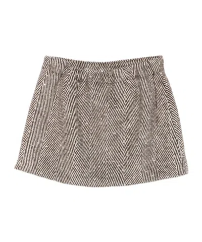 Il Gufo Herringbone-pattern Skirt In Brown