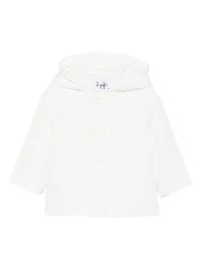 Il Gufo Babies' Hooded Buttoned Coat In White