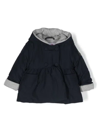 Il Gufo Babies' Hooded Double-breasted Jacket In Blue