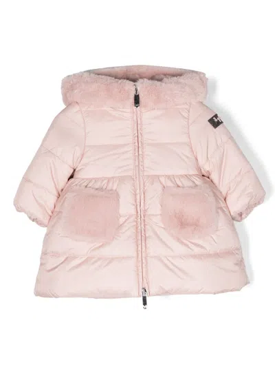 Il Gufo Babies' Hooded Down Padded Jacket In Pink